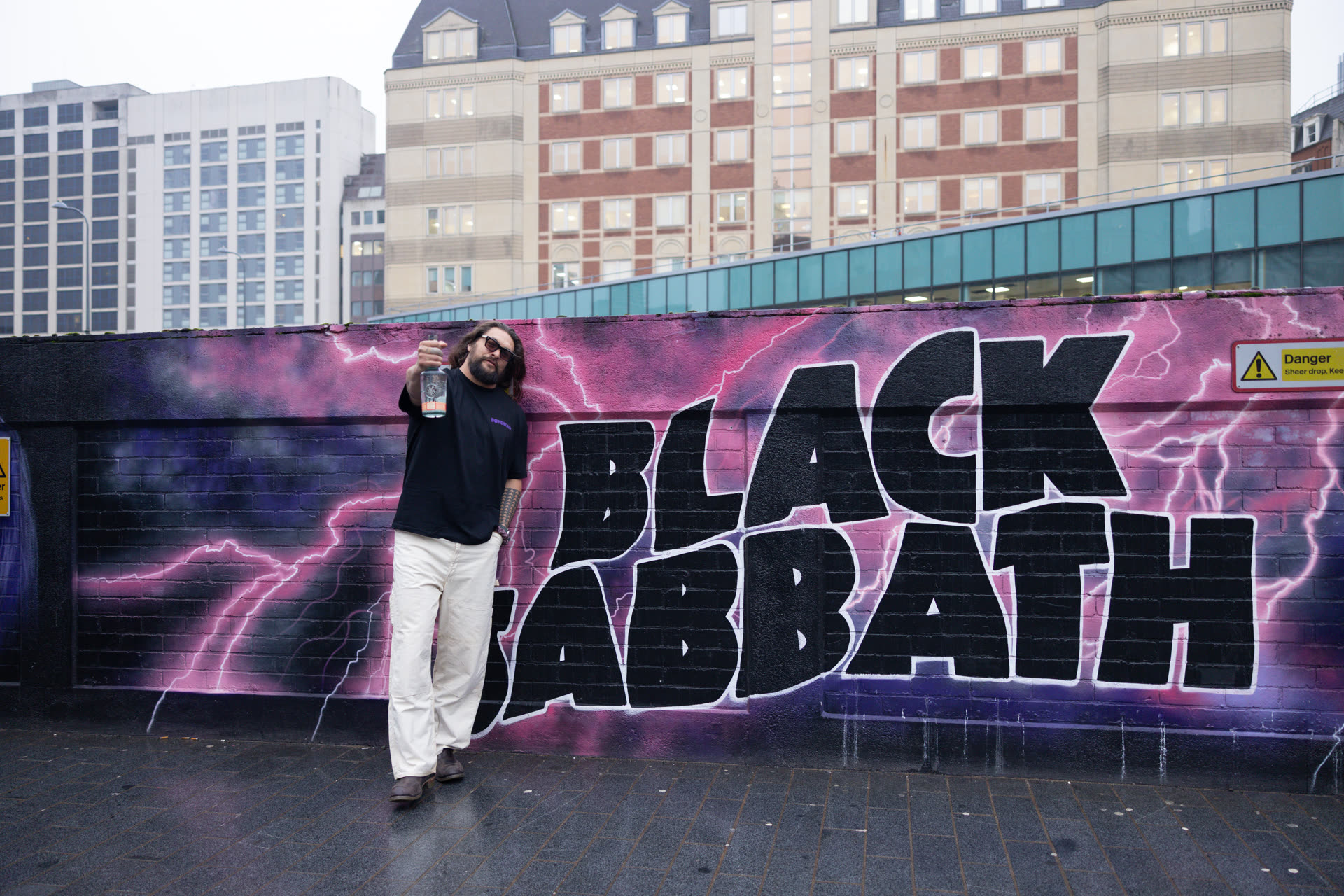 Jason Momoa at the Black Sabbath mural, Birmingham